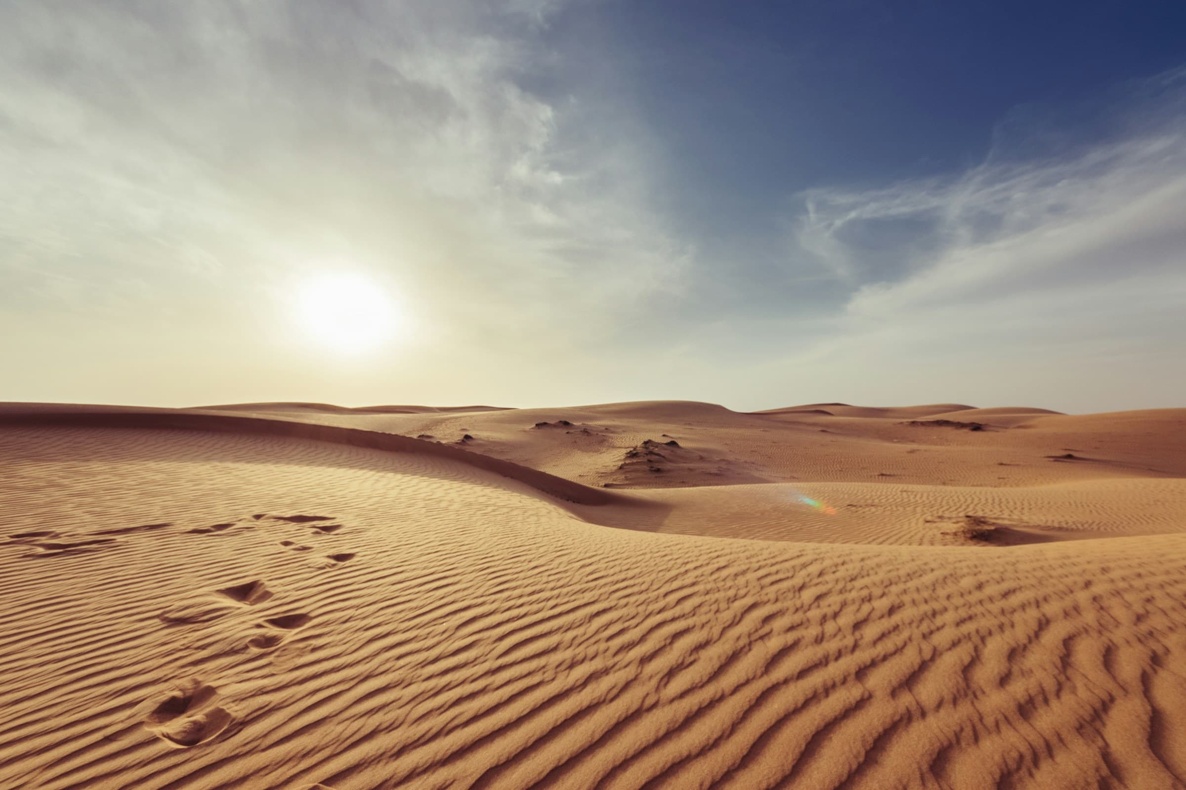 Wind-carved sand dunes at sunrise in the Moroccan Sahara